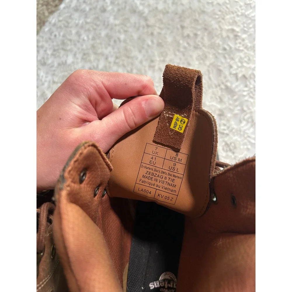 Dr. Martens Zebzag 8 Tie Brown Platform Waxy Leather Suede Boots Mens 8 Workwear